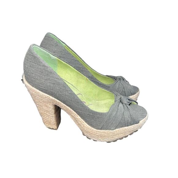 Blowfish wedges career gray with knot accent peep toe Size 9 1/2 - Picture 5 of 9